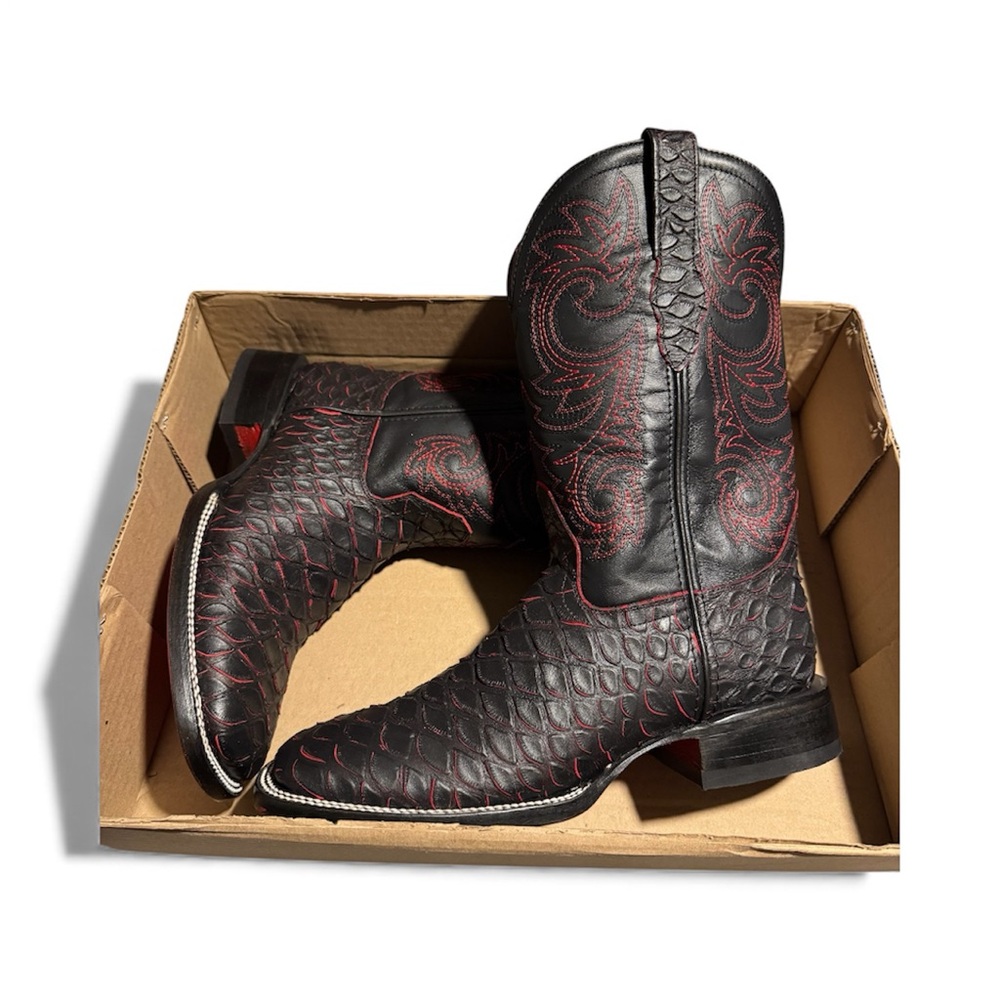 Alfa  Black and Red Western Boots